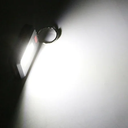 Lanternă Breloc LED COB – Micro Portabilă, 3 Moduri de Iluminare, Inel Chei Inclus, Design Compact Negru/Portocaliu [4]