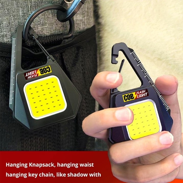 Lanterna breloc multifunctionala 30 LED COB, 500 lm, incarcare Type-C, 3 moduri lumina, baza magnetica, waterproof, negru [4]