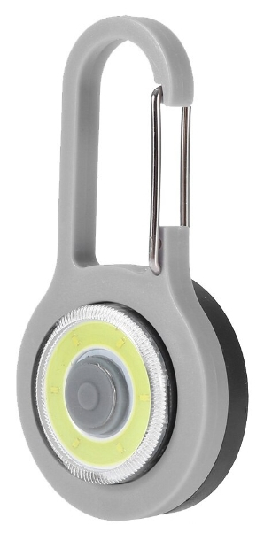Lanterna carabiniera LED multifunctionala pentru rucsac, bicicleta sau zgarda, iluminare alba, gri 8x4 cm [2]