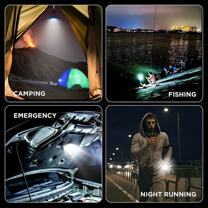 Lanterna de buzunar cu magnet, deschizator bere, carabina si incarcare USB-C, neagra, patrata, 2000 lm [9]