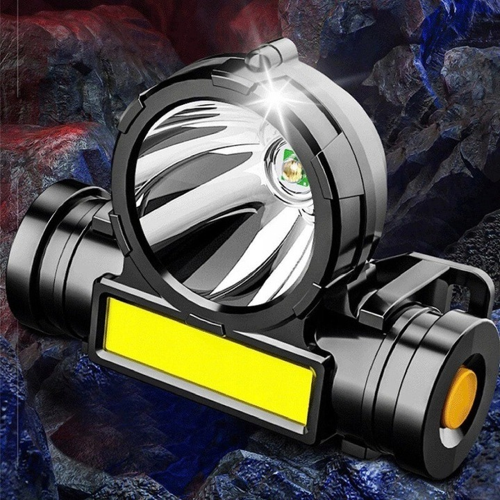 Lanterna de cap LED, incarcare USB, ajustabila la 60°, rezistenta la apa [2]