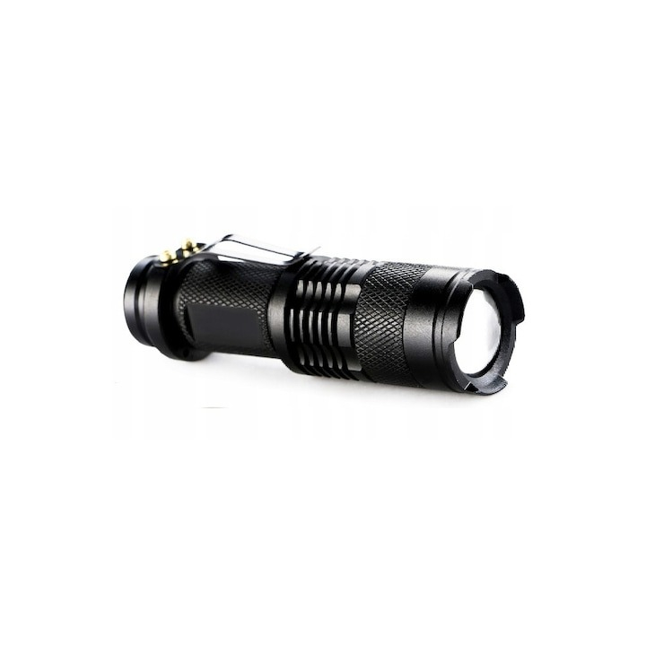 Lanterna tactica de buzunar, carcasa din aluminiu, textura anti-alunecare, 3 moduri de iluminare, negru [4]