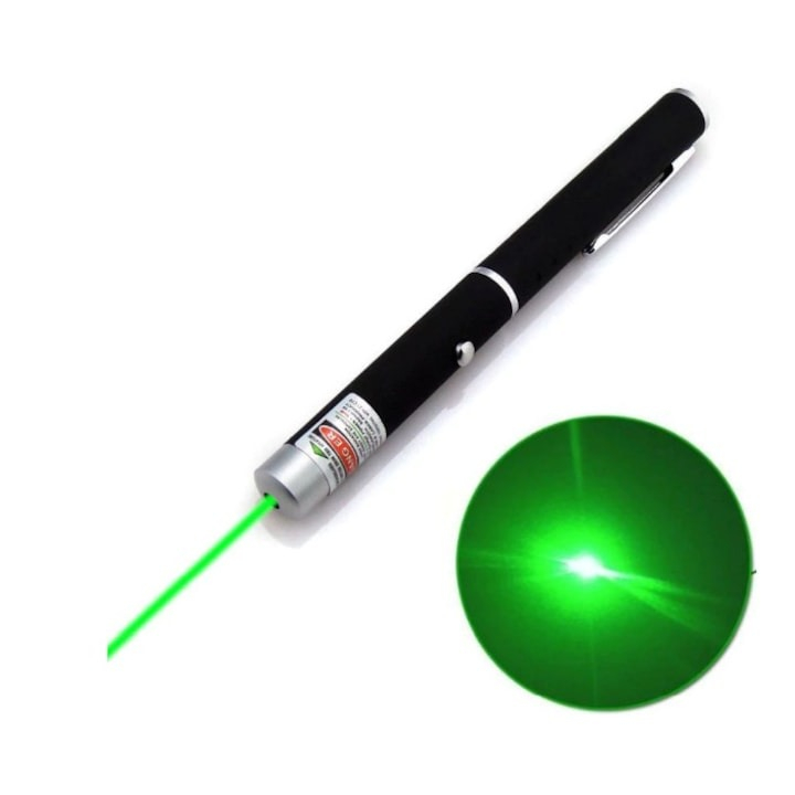 Laser pointer cu unda verde, putere mare, tip stilou - Negru [2]