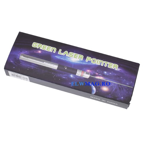 Laser pointer verde cu 5 capete,baterii incluse + cutie depozitare [3]