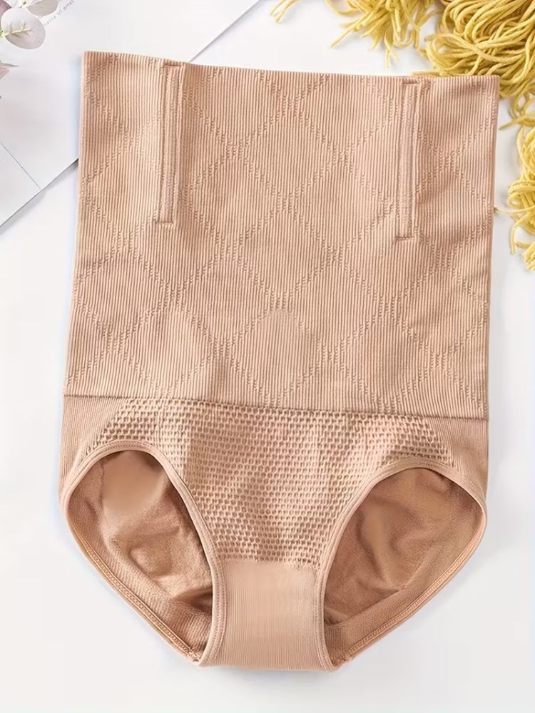 Lenjerie modelatoare talie inalta compresie abdomen si efect lifting posterior, fara cusaturi, bej, marime M/L [6]