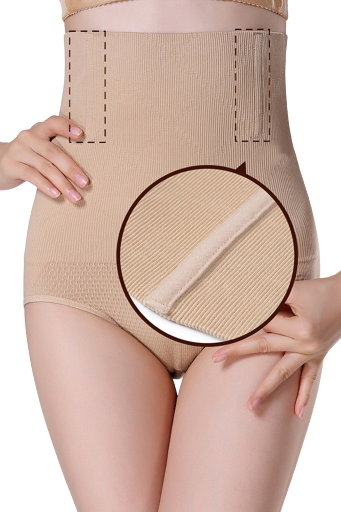 Lenjerie modelatoare talie inalta compresie abdomen si efect lifting posterior, fara cusaturi, bej, marime M/L [8]