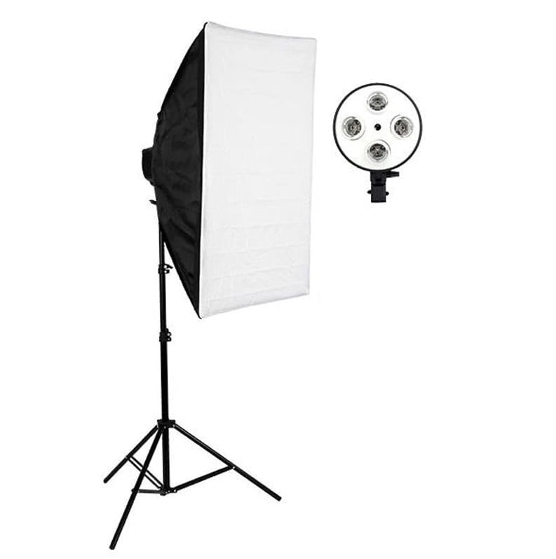 Softbox cu soclu de 4 becuri, trepied reglabil 200 cm, fara becuri