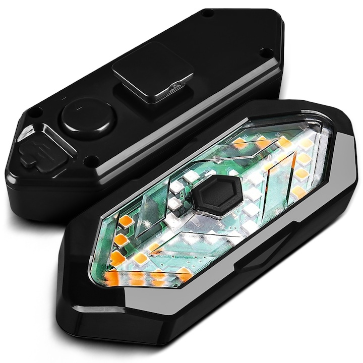 Lumina spate bicicleta cu semnalizare, IPX4, reincarcabila USB, 5 moduri de iluminare, telecomanda pe ghidon, 900 mAh, 9.4 x 3.3 cm, neagra – siguranta maxima si vizibilitate in orice conditii [7]