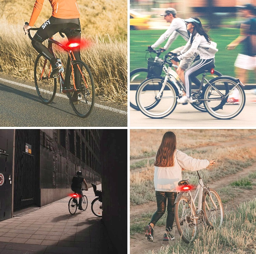 Lumina spate bicicleta cu semnalizare, IPX4, reincarcabila USB, 5 moduri de iluminare, telecomanda pe ghidon, 900 mAh, 9.4 x 3.3 cm, neagra – siguranta maxima si vizibilitate in orice conditii [9]