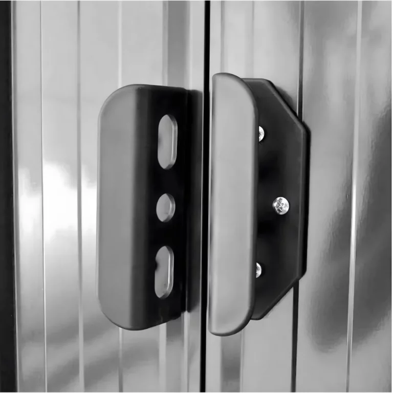 Magazie de gradina gri 126 x 238 cm, inaltime 181 cm, otel galvanizat, tabla galvanizata [3]
