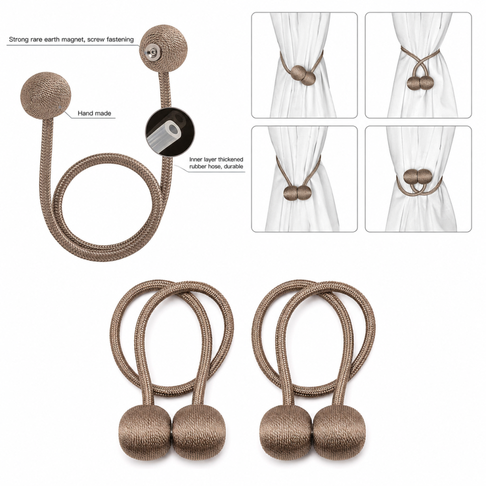 Magnet decorativ pentru perdele si draperii, snur magnetic elegant, 44 cm, auriu antichizat [2]