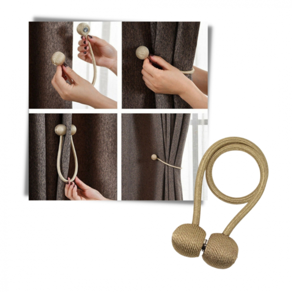 Magnet decorativ pentru perdele si draperii, tip snur, poliester, 44 cm, maro deschis [6]