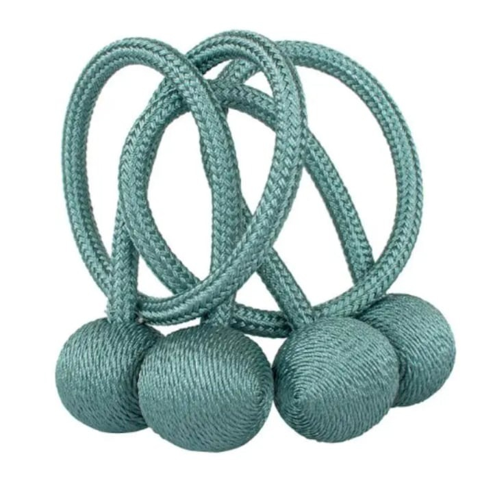 Magnet decorativ pentru perdele si draperii, tip snur, poliester, 44 cm, verde, turcoaz [5]