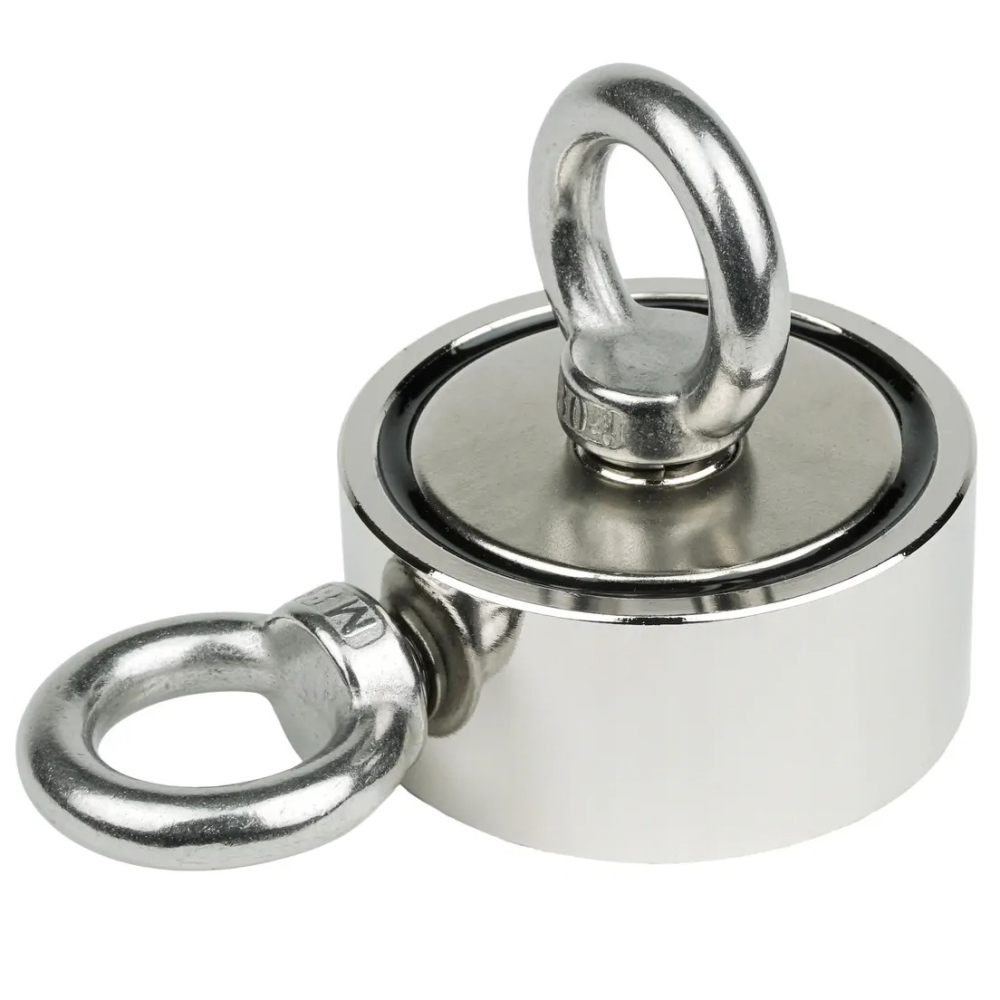 Magnet pentru pescuit, neodim, dublu, diametru 60 mm, forta de tractiune 2 x 150 kg [1]