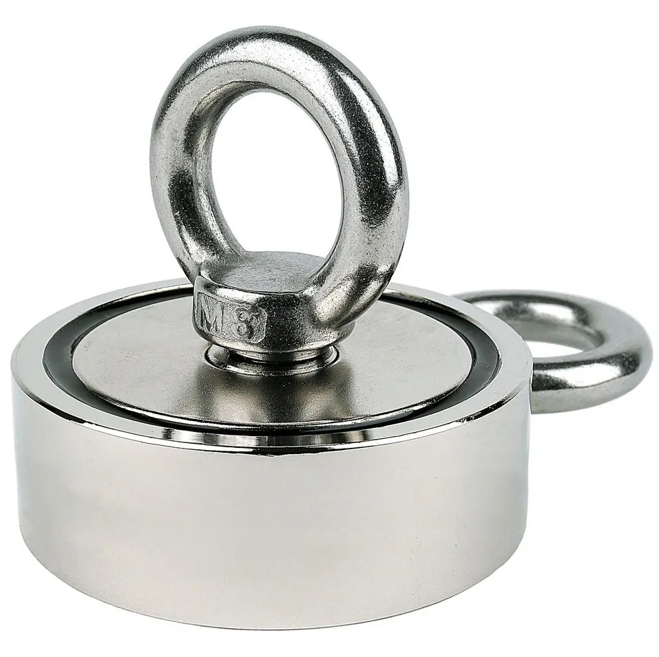 Magnet pentru pescuit, neodim, dublu, diametru 60 mm, forta de tractiune 2 x 150 kg [6]