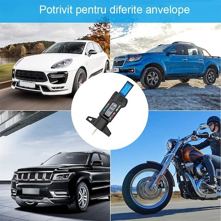 Manometru digital, instrument pentru masurarea profilului anvelopei - Negru [3]