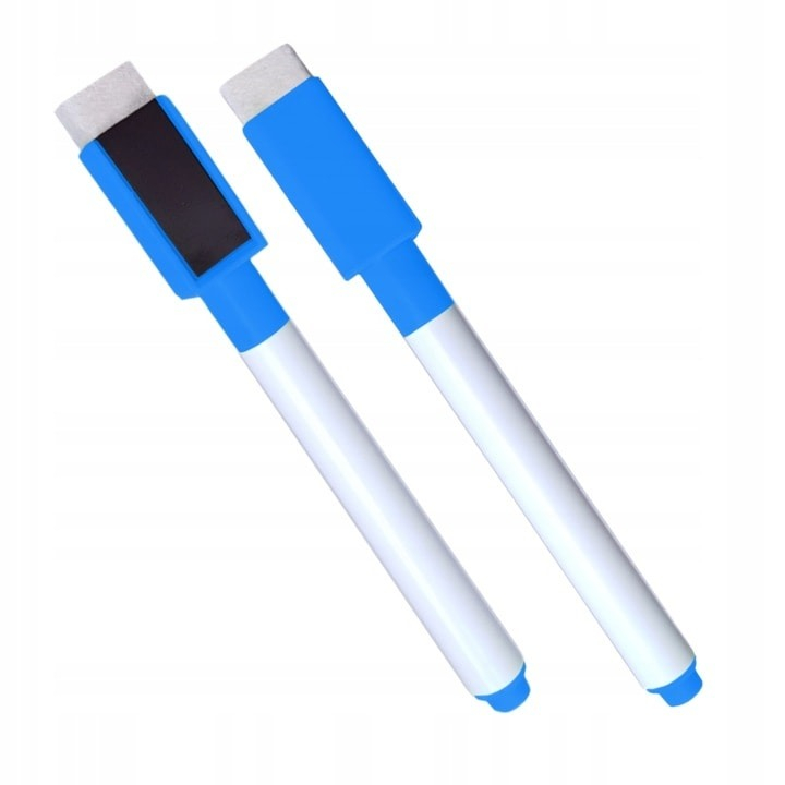 Marker cu stergere uscata scriere universala pentru diverse table, varf negru, culoare capac albastru [2]