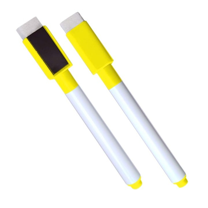Marker cu stergere uscata scriere universala pentru diverse table, varf negru, culoare capac galben [3]