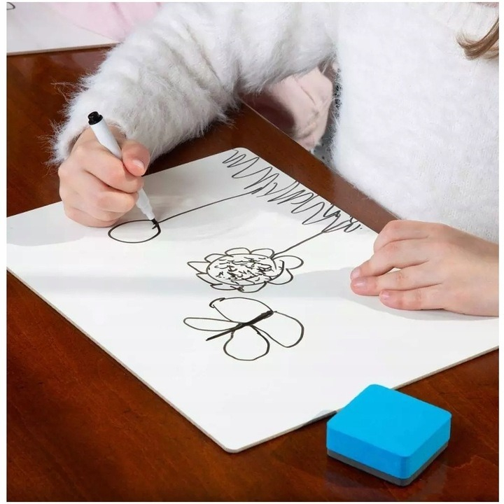 Marker cu stergere uscata scriere universala pentru diverse table, varf negru, culoare capac negru [6]