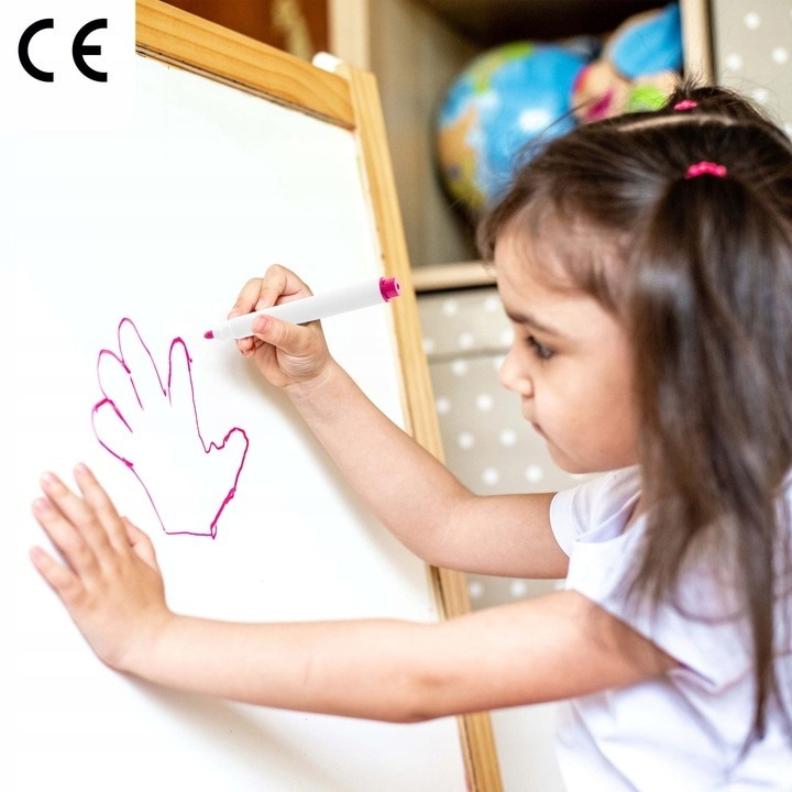 Marker cu stergere uscata scriere universala pentru diverse table, varf negru, culoare capac roz [3]