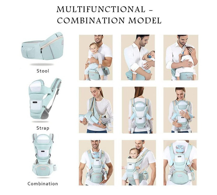Marsupiu ergonimic,multifunctional pentru bebelusi,15in1,greutate maxima 25 kg - Verde deschis [5]