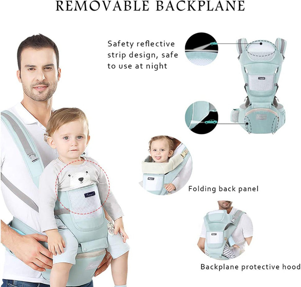 Marsupiu ergonimic,multifunctional pentru bebelusi,15in1,greutate maxima 25 kg - Verde deschis [4]