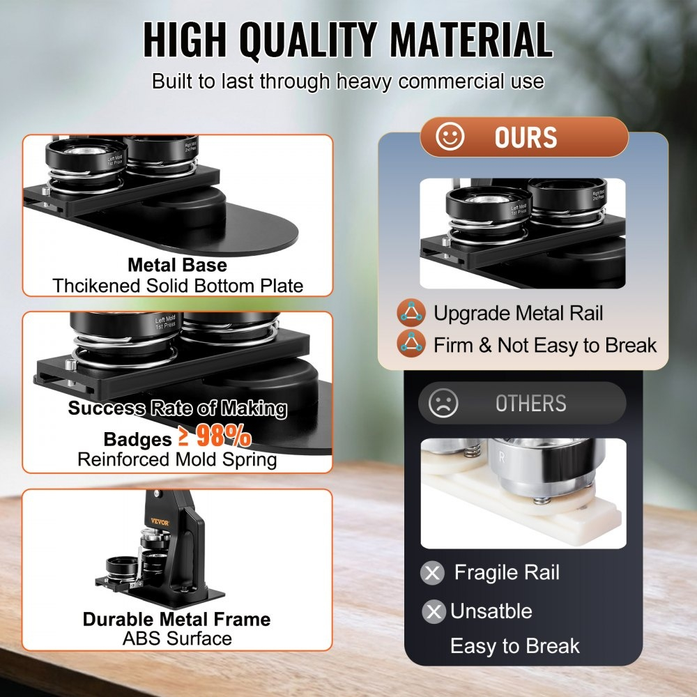 Masina 2 in 1 de facut insigne, include matrite 32 mm si 58 mm, kit complet 500 piese, maner ergonomic, ideal pentru branding, scoli, ateliere creative si proiecte DIY [4]