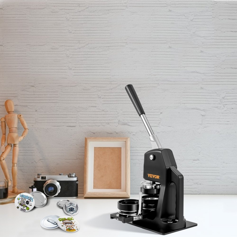 Masina 2 in 1 de facut insigne, include matrite 32 mm si 58 mm, kit complet 500 piese, maner ergonomic, ideal pentru branding, scoli, ateliere creative si proiecte DIY [7]