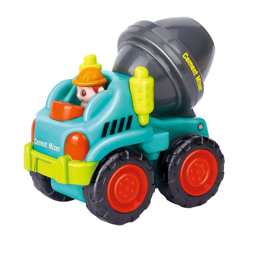Masina betoniera pentru copii, turcoaz cu gri antracit, 7.4 x 5.9 x 4 cm, vehicul de santier cu cuva mobila, roti functionale, ambalaj PVC [2]