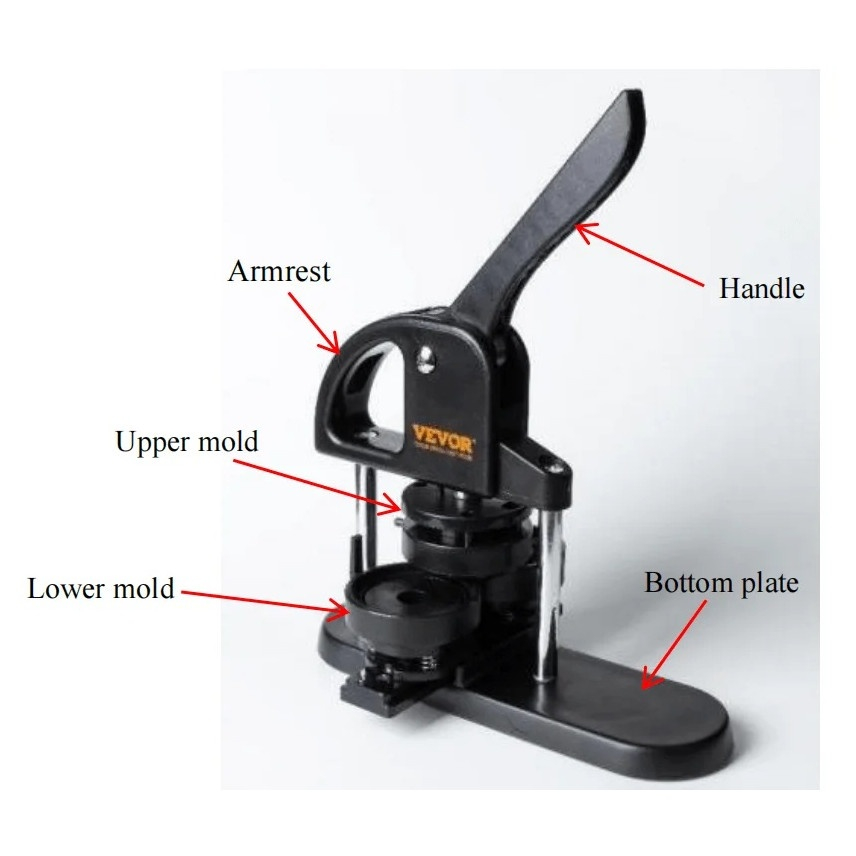 Masina de facut insigne 32 mm, kit complet 500 piese, matrita inclusa, ideal pentru branding, activitati creative si proiecte DIY [6]