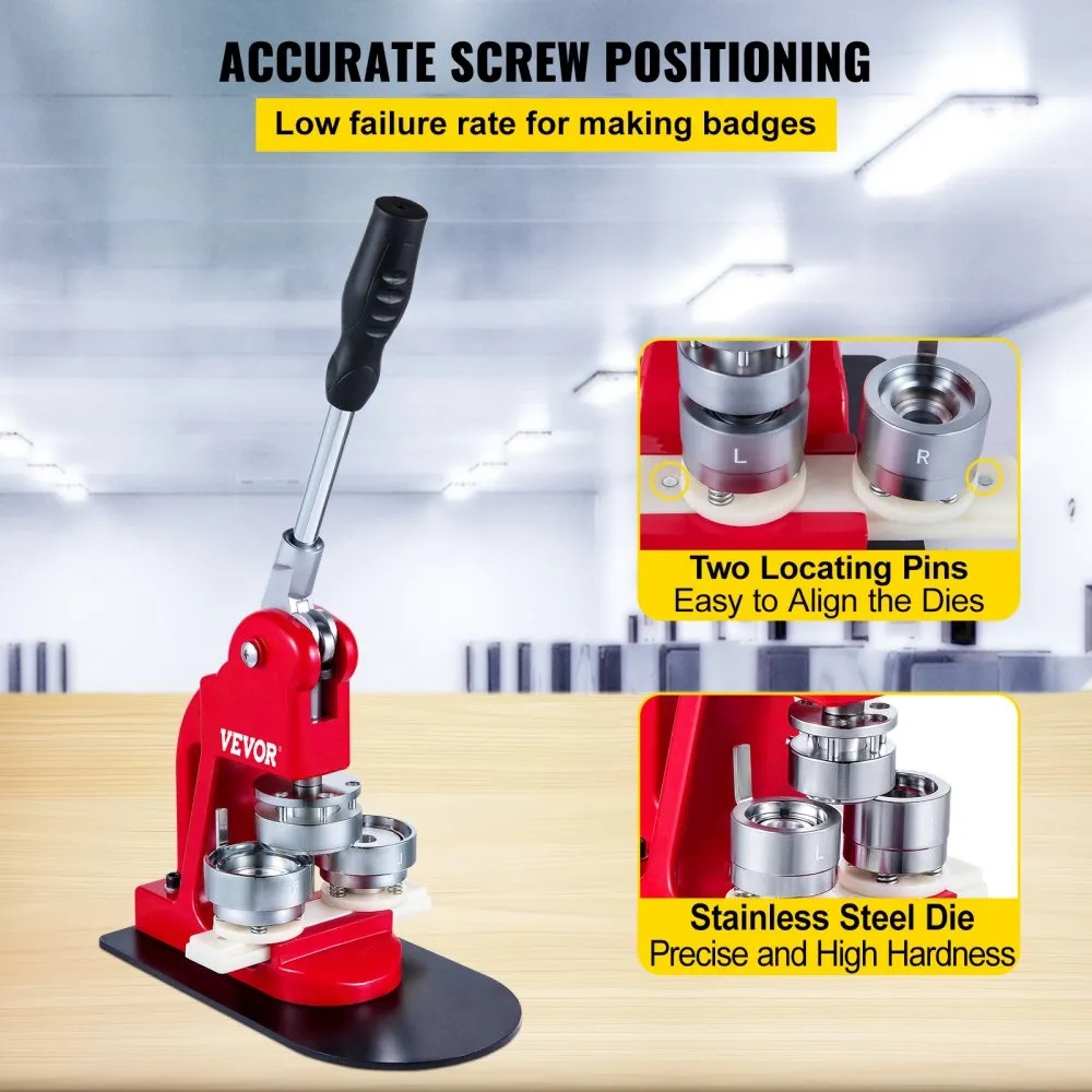 Masina de facut insigne 44 mm, kit complet 1000 piese, matrita inclusa, maner ergonomic, ideal pentru branding, scoli, ateliere creative si proiecte DIY [6]