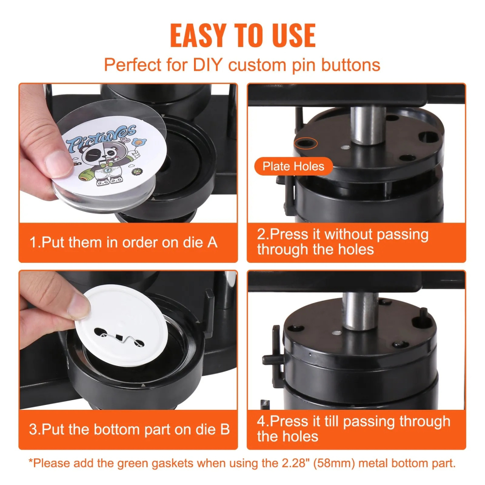 Masina de facut insigne, aparat 3 in 1 pentru insigne de 25,  32,  58 mm, kit 300 piese, ideal pentru proiecte DIY, evenimente si branding personalizat [7]