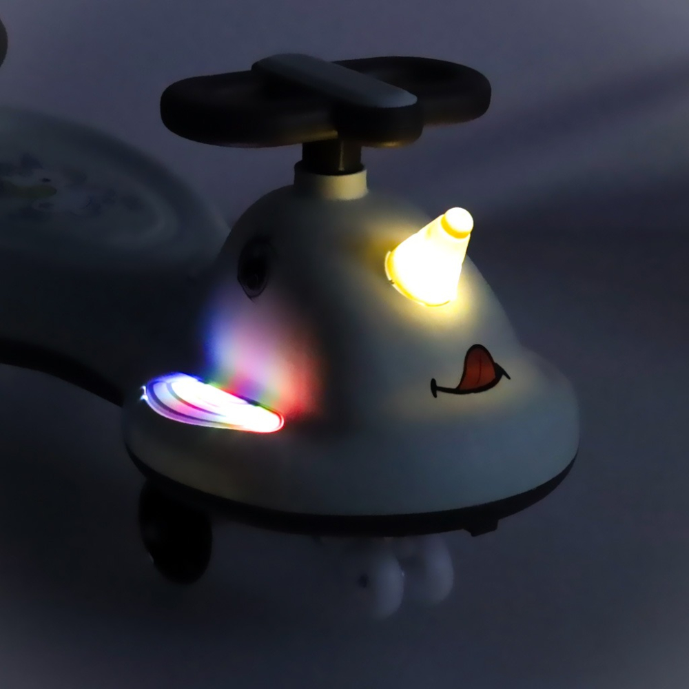 Masinuta pentru copii, fara pedale, maner ghidare, greutate maxima suportata 65 kg, 75 x 65 x 28 cm, model unicorn, gri [4]