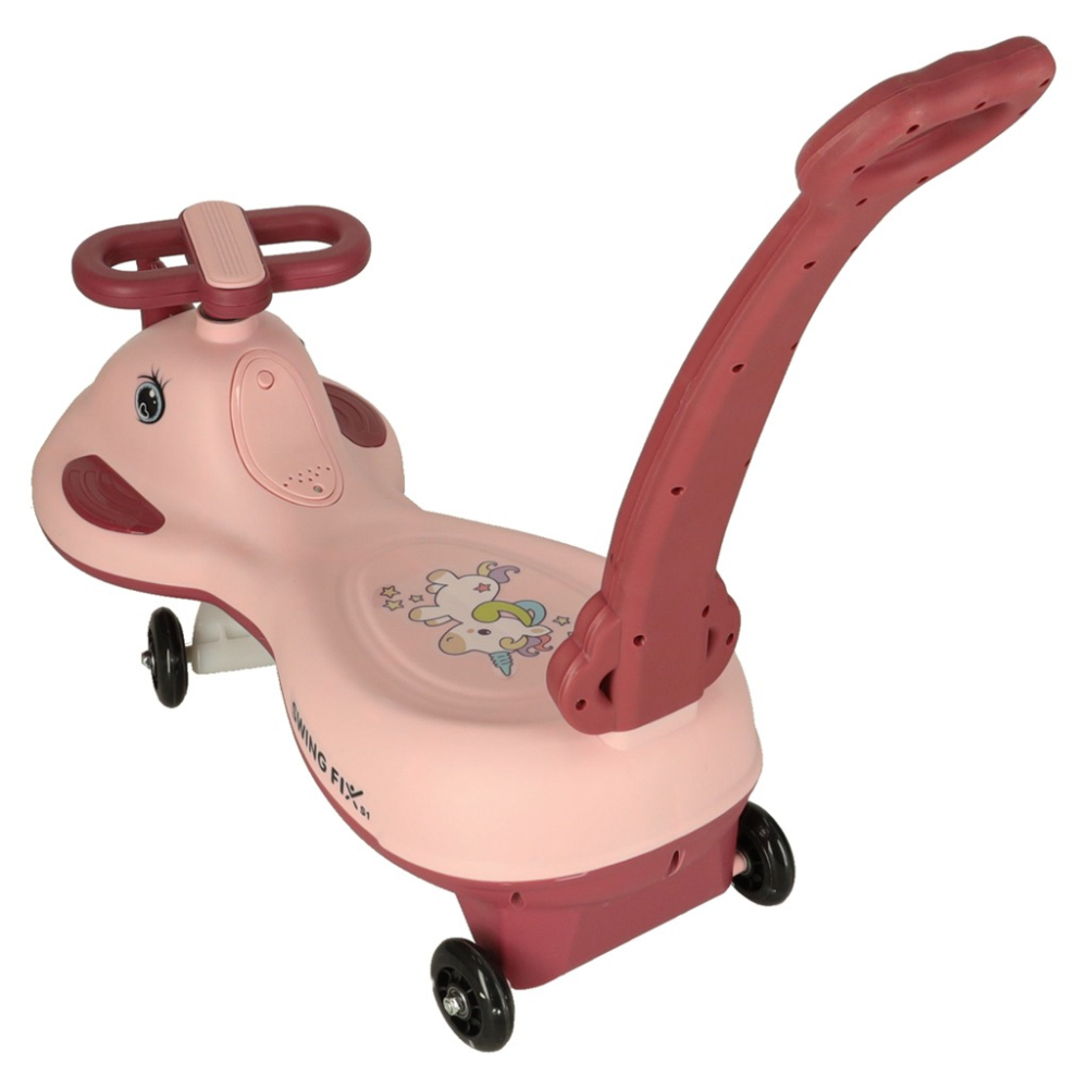 Masinuta pentru copii, fara pedale, maner ghidare, greutate maxima suportata 65 kg, 75 x 65 x 28 cm, model unicorn, roz [9]