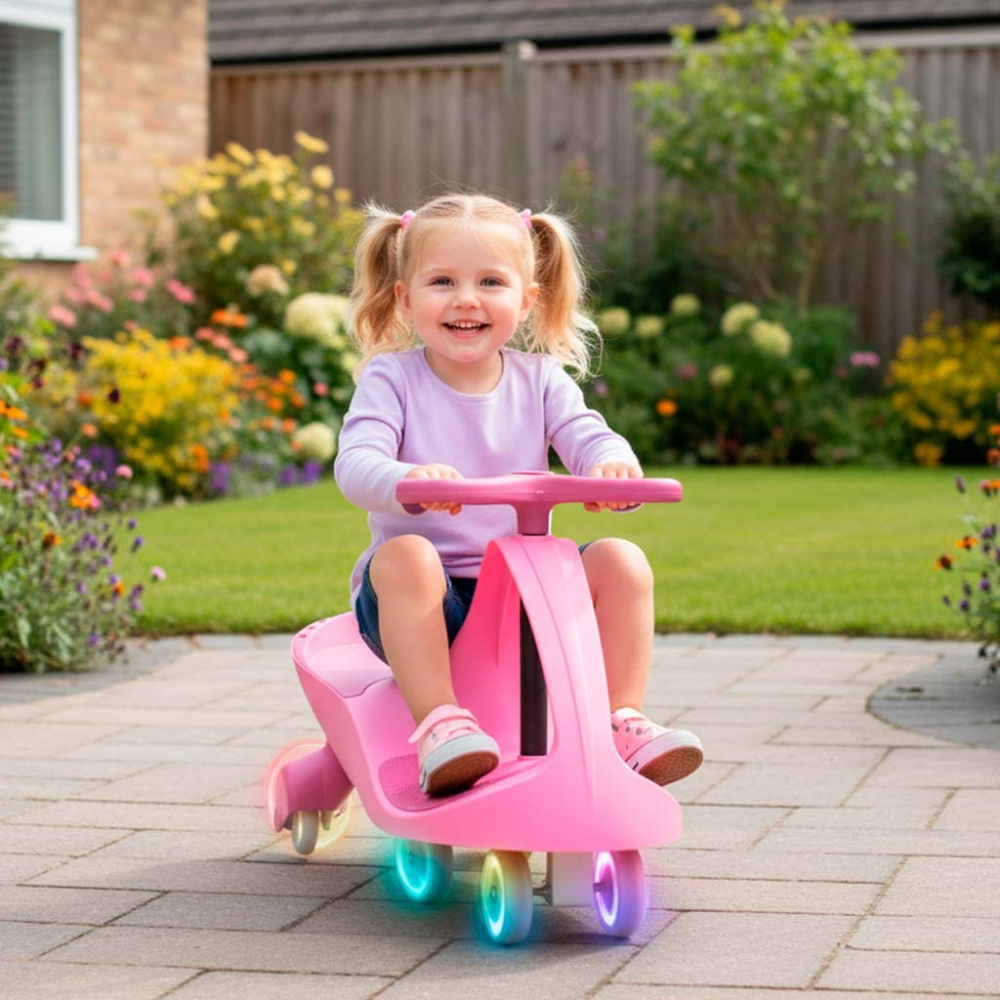 Masinuta pentru copii, fara pedale, maner ghidare, greutate maxima suportata 80 kg, 40 x 29.5 x 79.5 cm, roz [5]