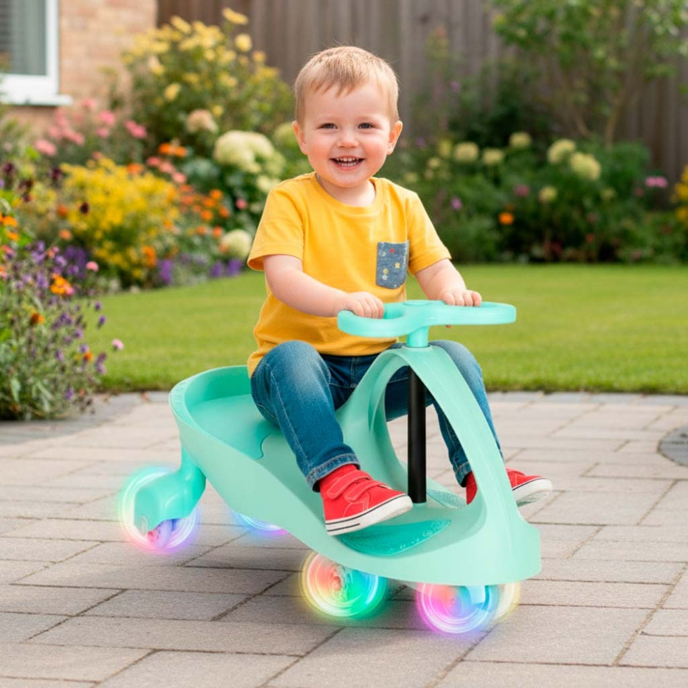 Masinuta pentru copii, fara pedale, maner ghidare, greutate maxima suportata 80 kg, 40 x 29.5 x 79.5 cm, turcoaz [3]