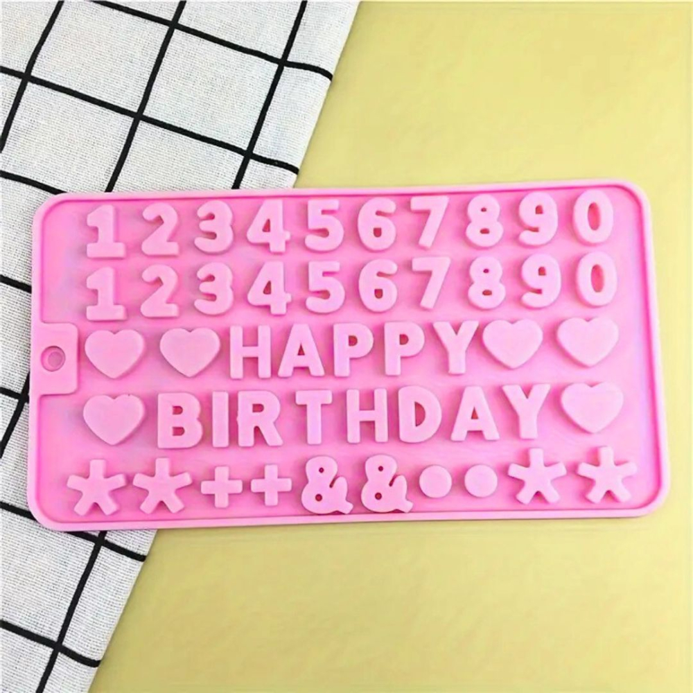 Matrita din silicon pentru litere, cifre si simboluri, reutilizabila, pentru decoratiuni din ciocolata, fondant sau martipan, 21.5x11.5 cm, rezistenta la -50°C pana la +260°C [4]