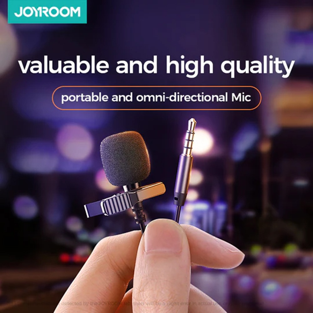 Microfon lavaliera cu clip-on, cablu jack 3.5 mm, lungime 2m, negru - Joyroom [3]