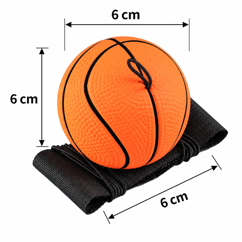 Minge antistres portocalie 6 x 6 x 6 cm, forma minge de baschet cu bratara pentru mana [2]