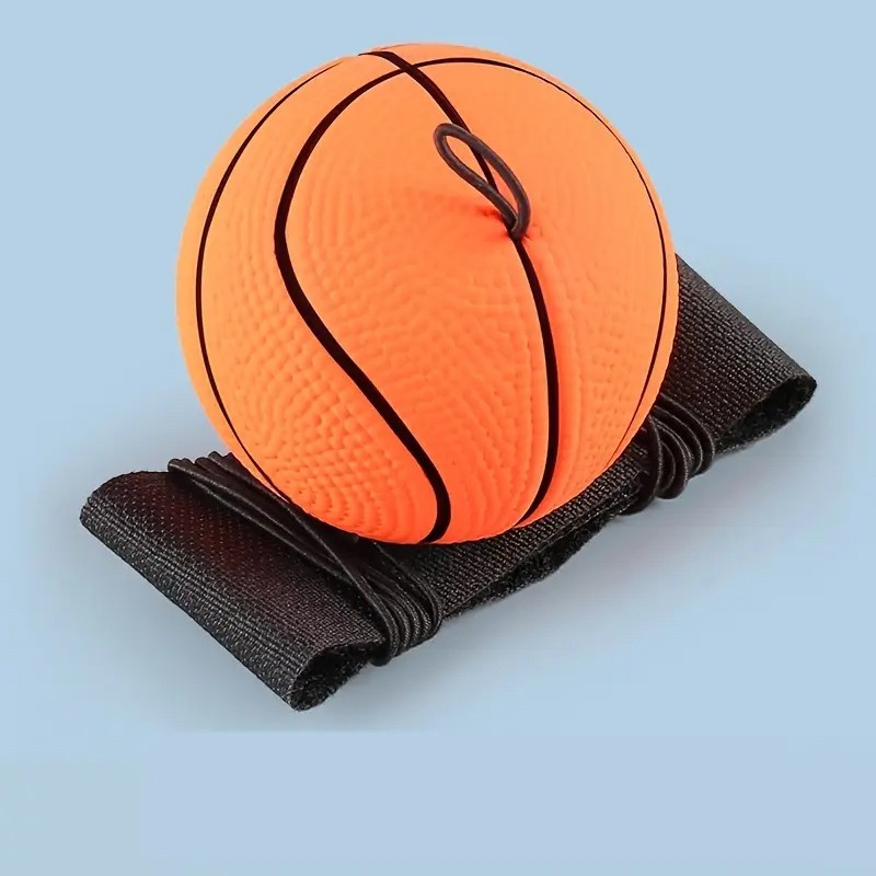 Minge antistres portocalie 6 x 6 x 6 cm, forma minge de baschet cu bratara pentru mana [4]