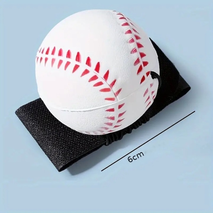 Minge saltareata hiperelastica model baseball cu bratara pentru incheietura, Space Moon Ball antistres, 66 mm, alb cu rosu, pentru copii si adulti [2]