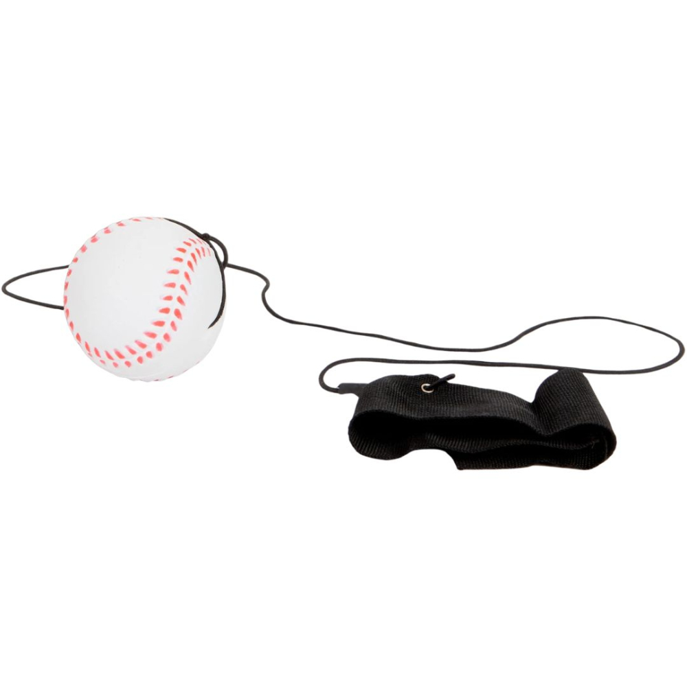 Minge saltareata hiperelastica model baseball cu bratara pentru incheietura, Space Moon Ball antistres, 66 mm, alb cu rosu, pentru copii si adulti [4]