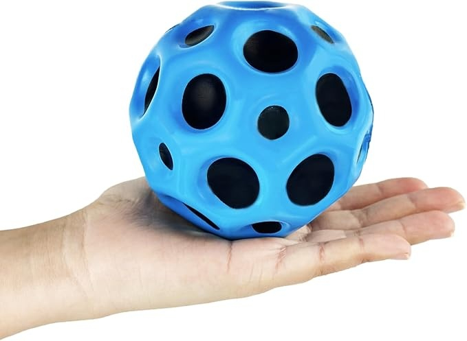 Minge pentru copii, antistres, saltareata, poliuretan, elastica, diametru 6.6 cm, albastru [3]