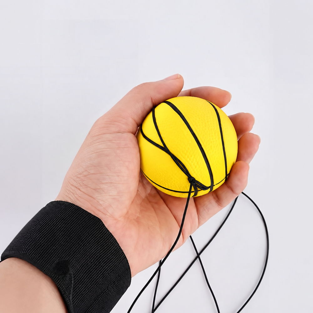 Minge pentru reflexe galbena 6 x 6 x 6 cm, cu bratara pentru incheietura si cordon elastic [4]