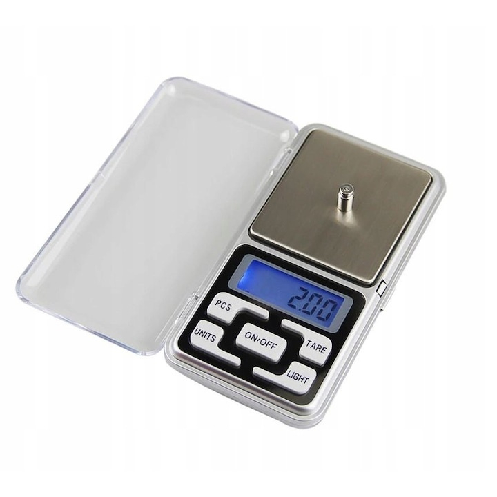 Mini cantar electronic de buzunar pentru bijuterii, cu afisaj LCD, functie TARA si precizie 0.01 g, capacitate pana la 200 g, gri metalizat [2]