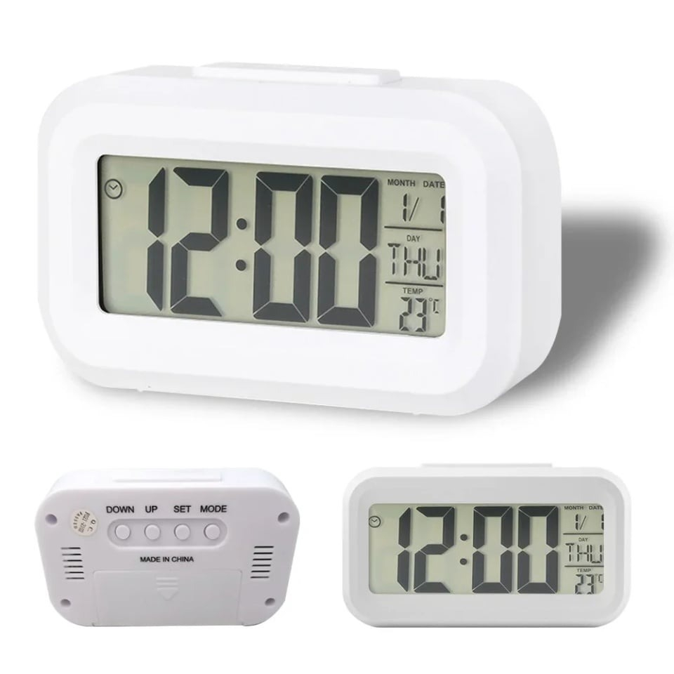 Mini ceas digital LED, diverse functii, ora, data, temperatura, alarma, 9x5x2.5 cm - Alb [2]