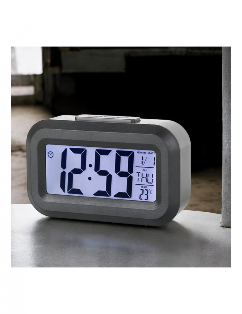Mini ceas digital LED, diverse functii, ora, data, temperatura, alarma, 9x5x2.5 cm - Negru [4]
