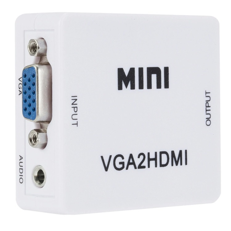 Mini convertor de imagine si sunet VGA-HDMI, jack 3.5 mm - Alb [2]