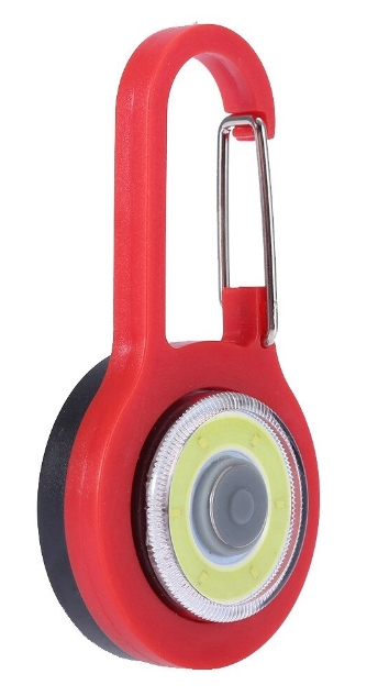 Mini dispozitiv iluminare LED cu clips carabiniera, portabil, 3 functii lumina, rosu, 8x4 cm [4]