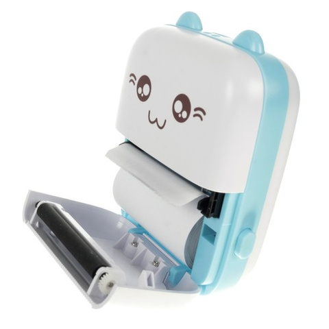 Mini imprimanta foto portabila, wireless, USB Type-C, alb/albastru, 11 role incluse, compacta, pentru print instant fotografii [10]